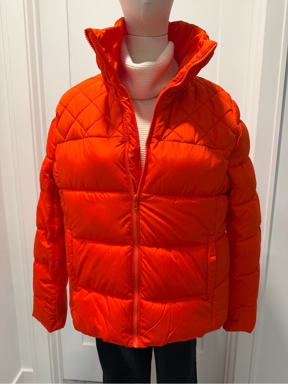 Old Navy Bright Orange Quilted Puffer Jacket